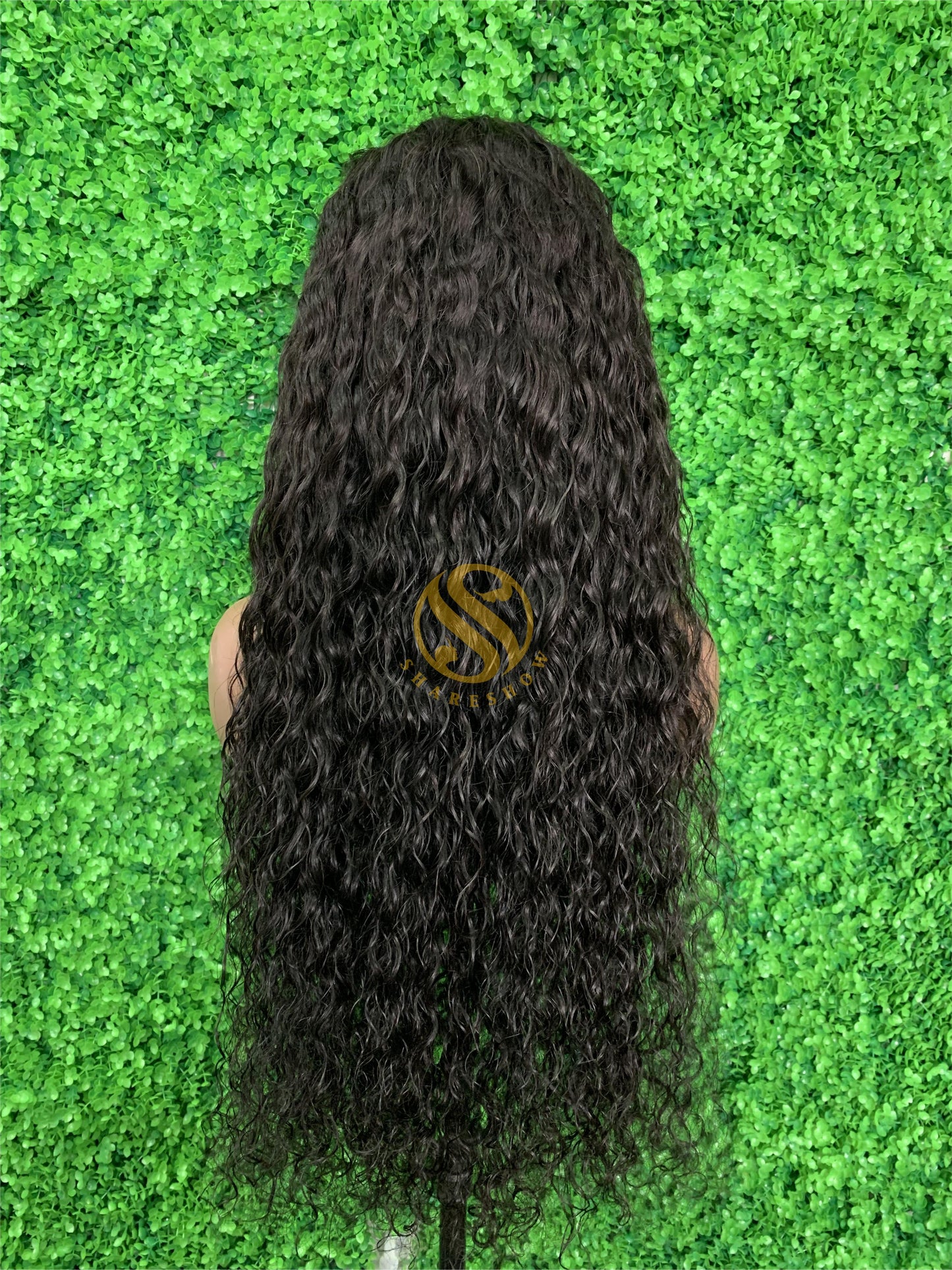 Natural Water Wave Custom Wig Top Virgin180% density natural black