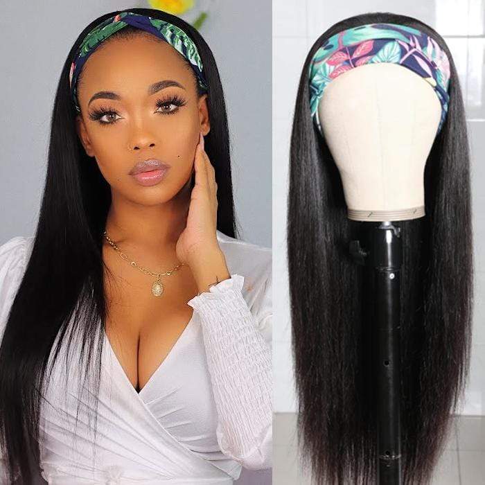 Straight Headband Virgin Human Wig Black
