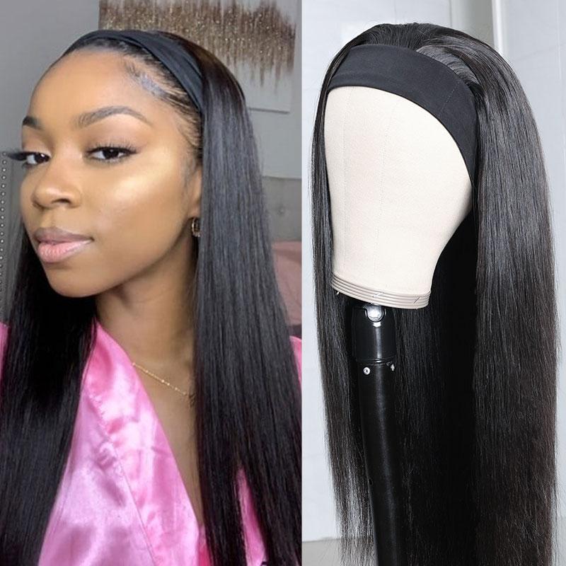 Straight Headband Virgin Human Wig Black