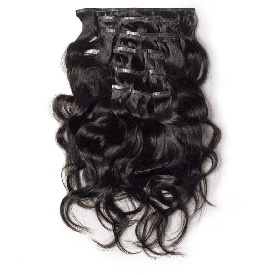 Seamless Clip Ins Extensions Yaki Kinky Straight 100% Human hair natural black