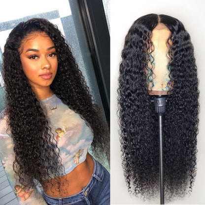 Jerry curly Custom Wig 180% density Transparent and HD Lace Natural Black