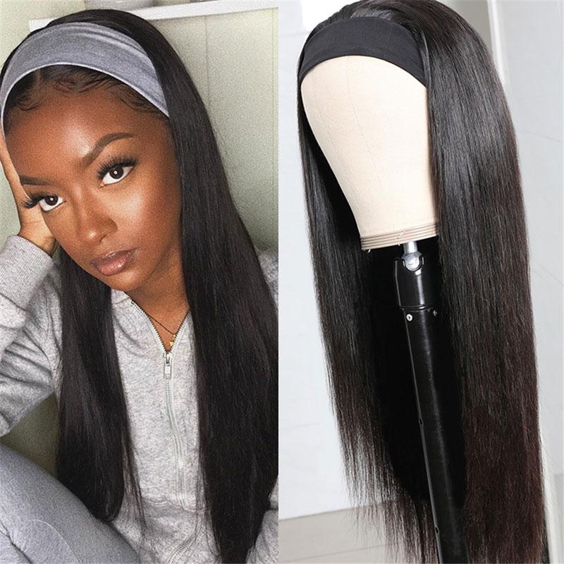 Straight Headband Virgin Human Wig Black