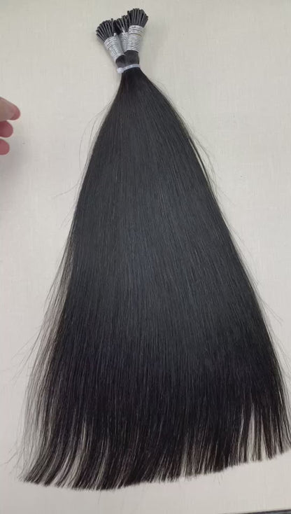 I-Tip Extension hair Natural black Straight Body wave itip ins