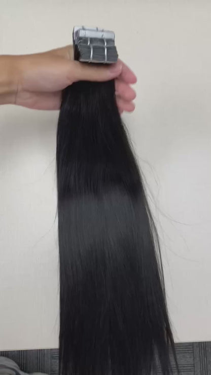 Tape ins Extension hair Natural black Straight Body wave