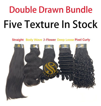 Double Drawn Bundle Natural black Straight Body wave