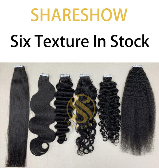 Tape ins Extension hair Natural black Straight Body wave