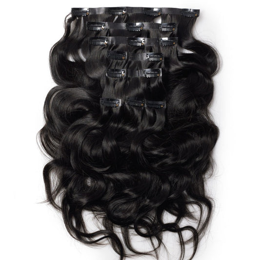 Seamless Clip Ins Extensions Yaki Kinky Straight 100% Human hair natural black
